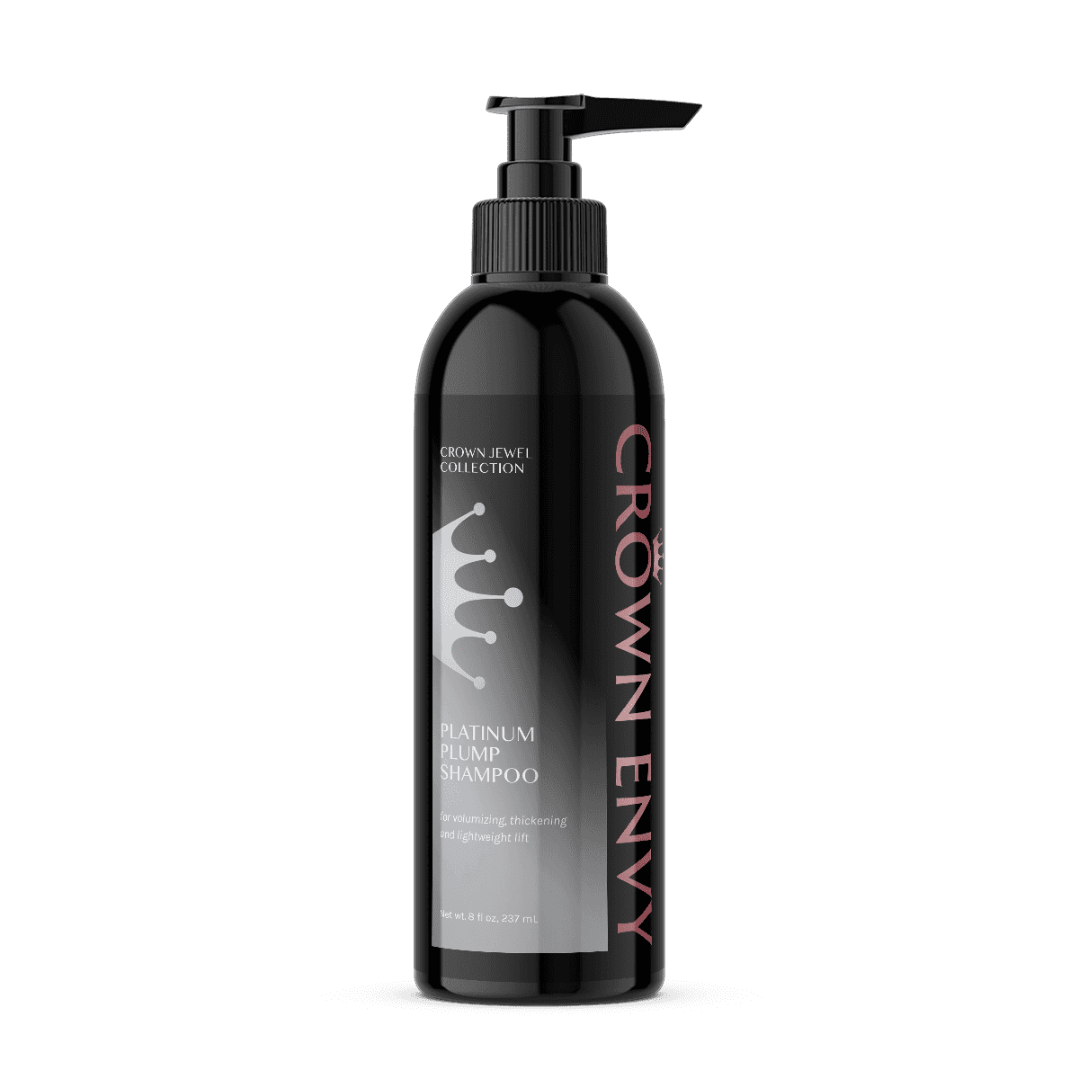 Crown Envy Platinum Plump Shampoo bottle for volumizing and thickening hair.