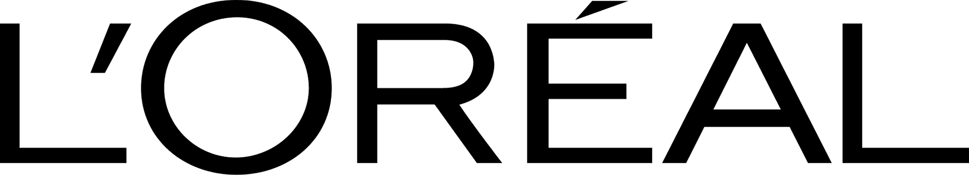 L'Oréal logo, bold black text on transparent background.
