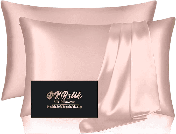 Silk pillowcases with soft fabric and a luxury label for health and breathability.